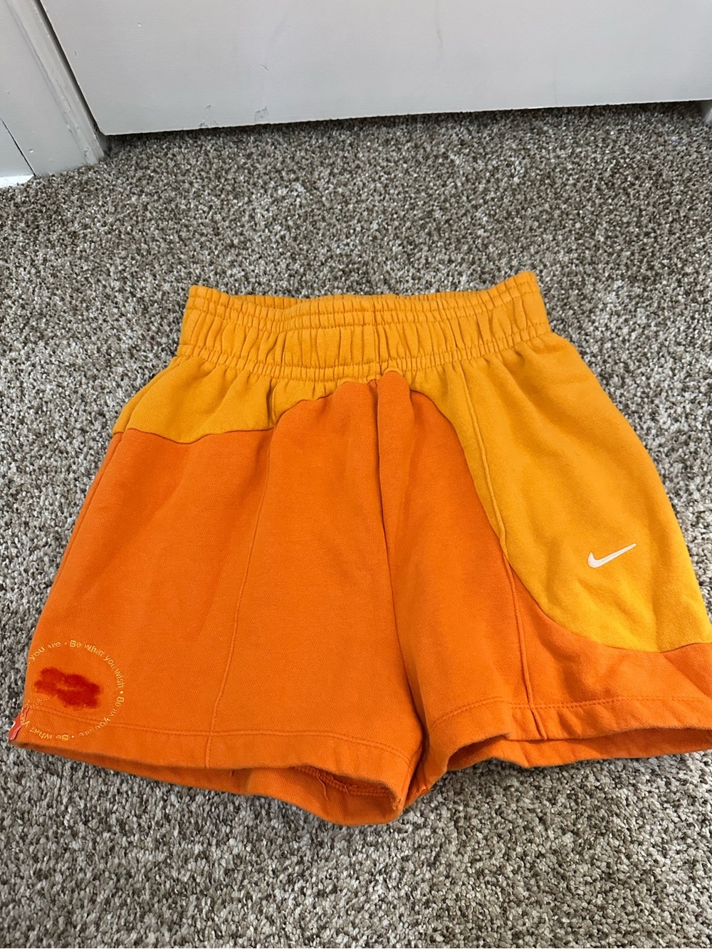 Nike Fleece Orange Colorblock Shorts